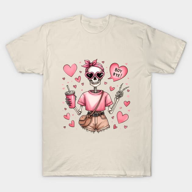 Boy Bye! Skeleton Anti Valentines Day T-Shirt by Nessanya